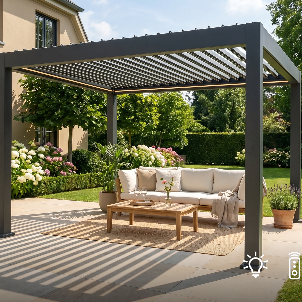 elektrische pergola markise für Garten & Terrasse outofstock Farbe:Kirschrot Highdi Sonnensegel Himmelblau –